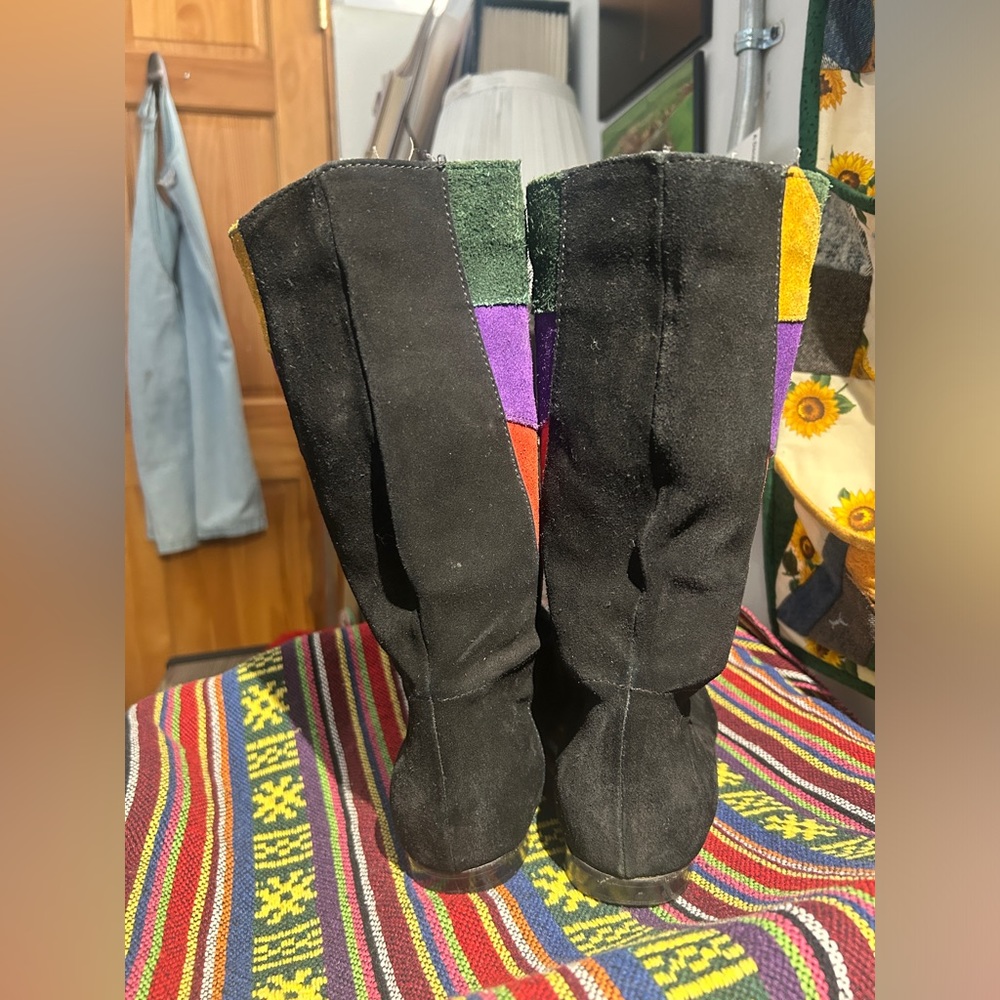 Vintage 80s patchwork suede boots made in Yugoslavia size 7 - Picture 4 of 7